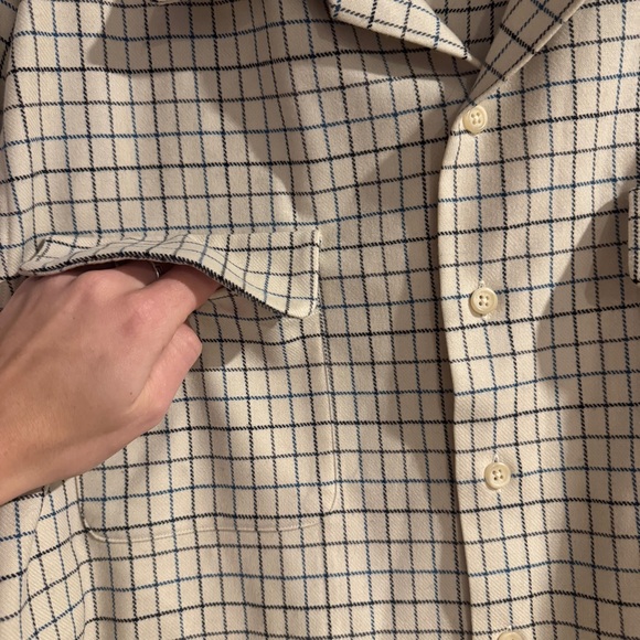 Vintage Polo Ralph Lauren Cream and Black/Blue wool Checkered shacket- XL - Picture 12 of 16